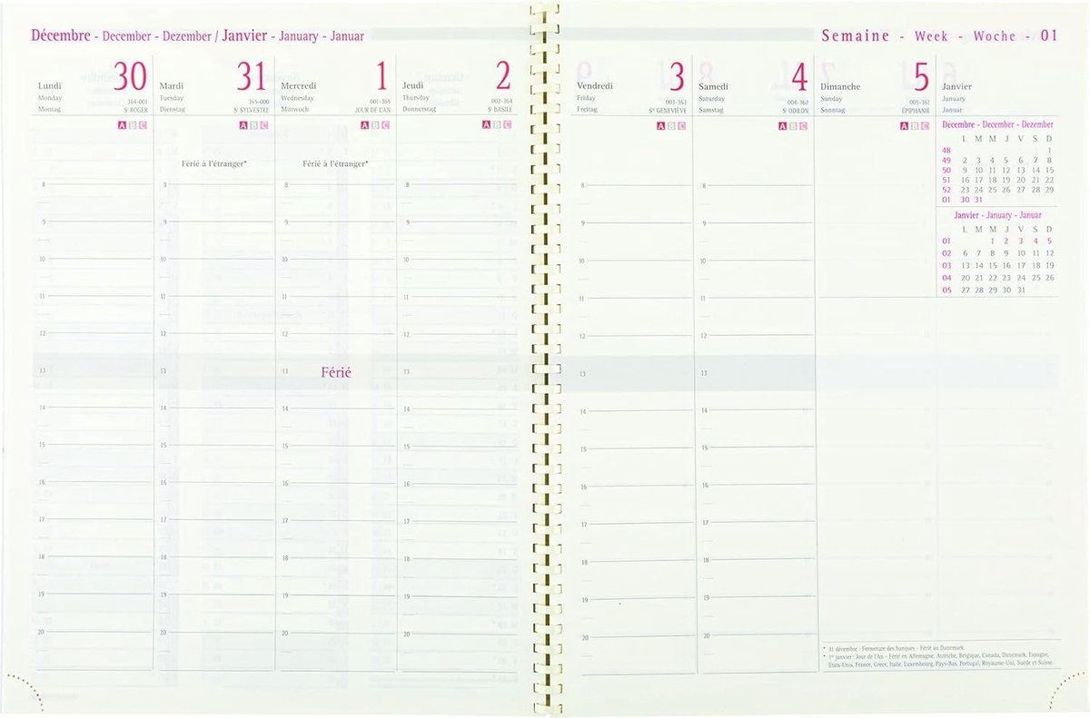 Oberthur 2021 Refill Pack for Week Overview, 21 x 27 cm, Spiral Binding + 1 Ruler Bookmark Blumie - ShopVlot