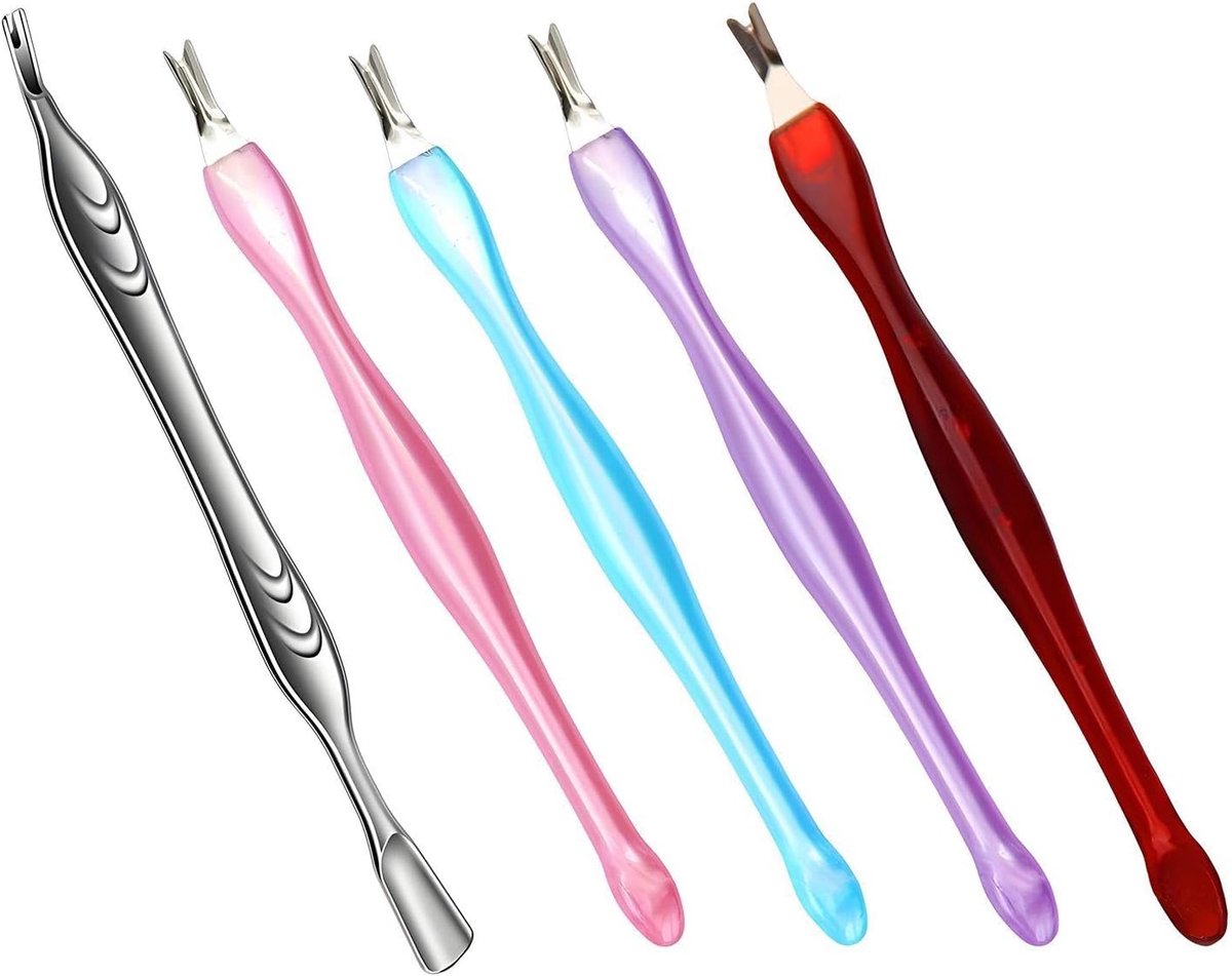 Dode-huidduwer met twee uiteinden - roestvrij staal - 4 dode-huidvorken - ideaal voor thuismanicure - ShopVlot