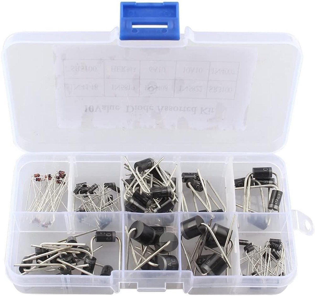Diodes assortiment kit - 10 types - in plastic box - ideaal voor hobbyisten - ShopVlot