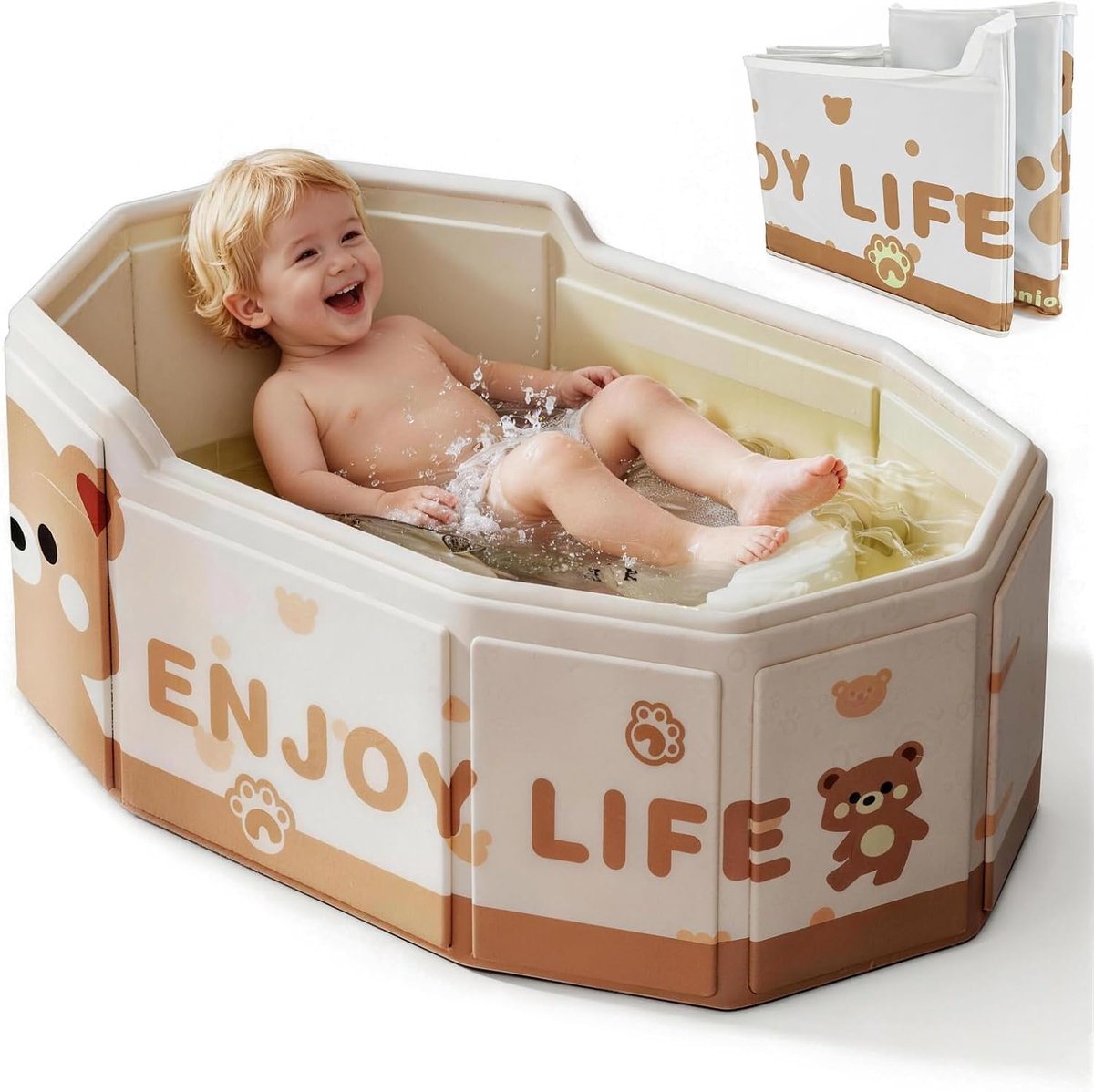 Opvouwbare badkuip voor baby's - Hoge rugleuning - Draagbaar en comfortabel - Ideaal voor thuis en op reis - ShopVlot