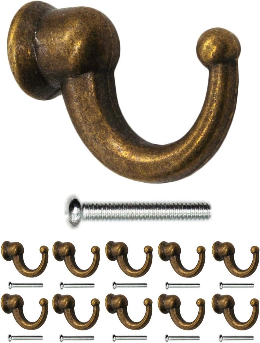 Kledinghaak set 10x - antiek gietijzer - vintage bronzen design - ideaal voor jassen - ShopVlot