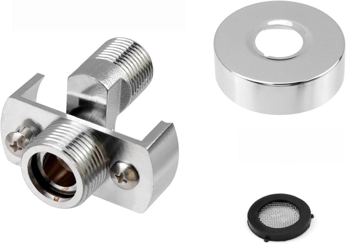 Doucheslang adapter - messing draaikogel met decoratieve afdekking - verstelbare lengte voor douche en keuken - ShopVlot