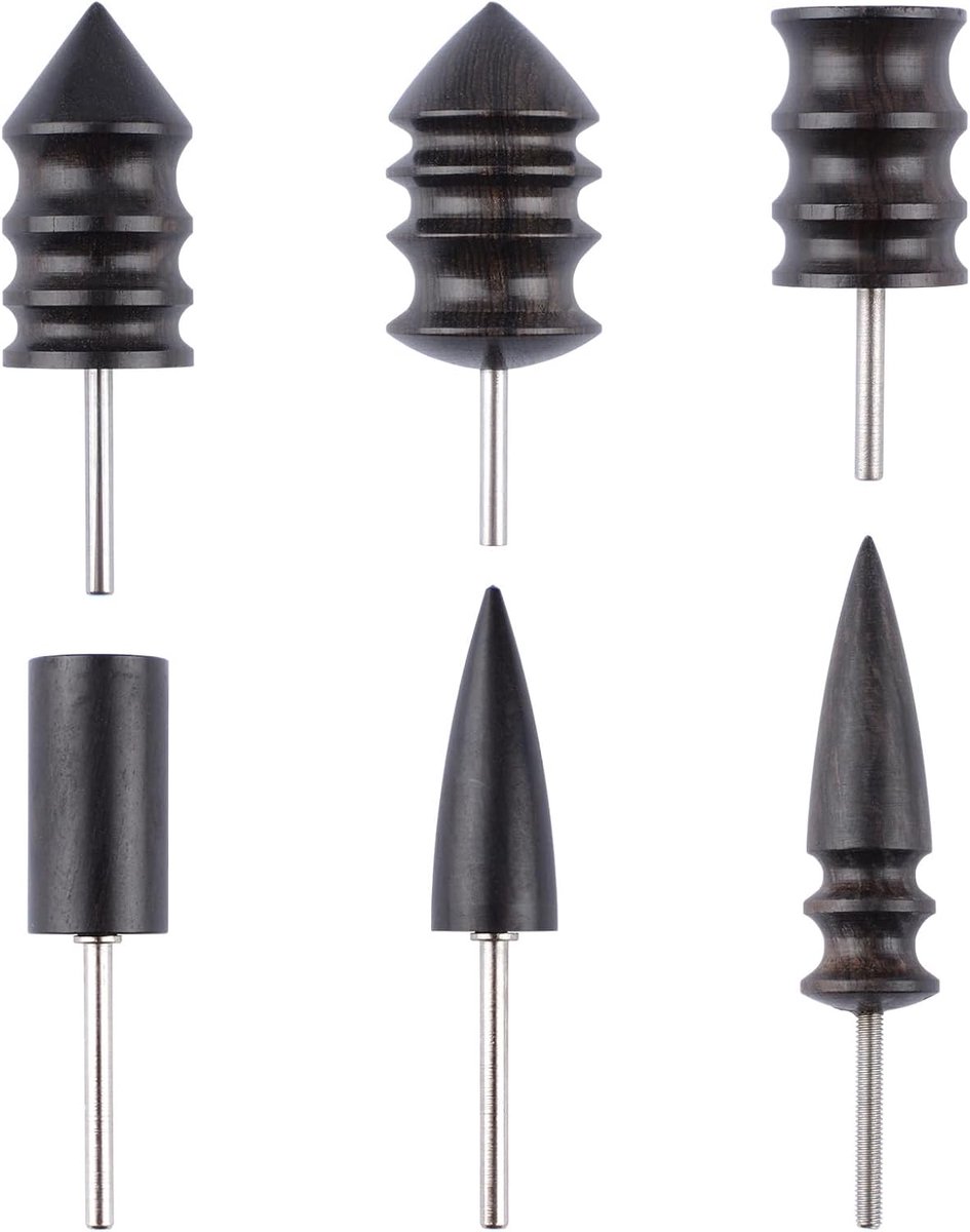 Lederen Polijstset 6-delig - Houten Handvat - Voor het Afwerken van Lederen Randen - Perfect voor DIY Projecten - ShopVlot