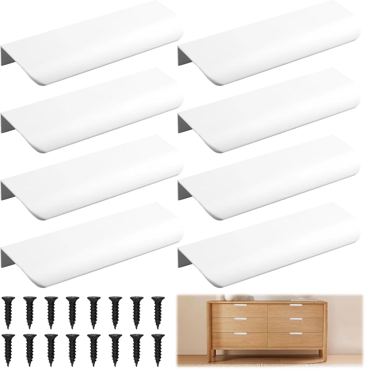 Onzichtbare ladegrepen 120mm - Wit aluminiumlegering - Vingerrand trekken - Voor meubels en lades - ShopVlot