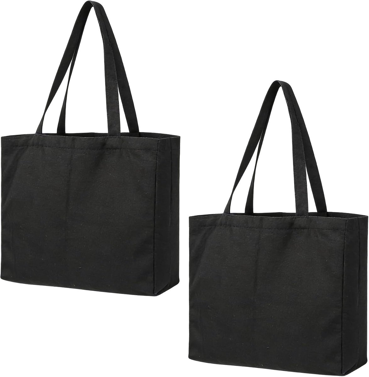 Katoenen tas set van 2 - groot 45 x 35 x 10 cm - herbruikbaar - ideaal voor boodschappen - ShopVlot
