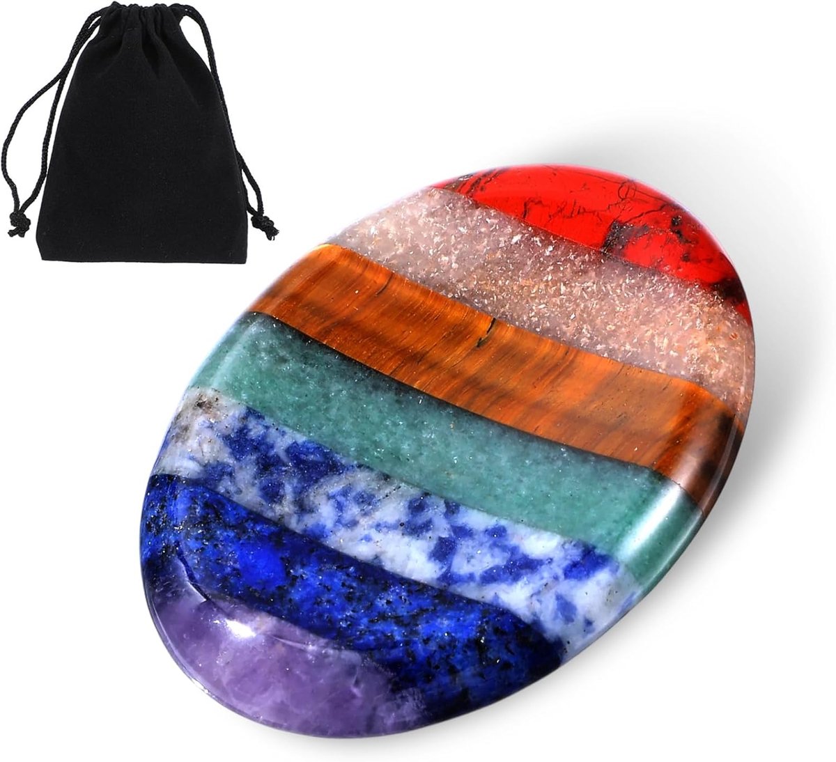 Chakra duimkristal palmsteen - ovale gelukssteen - natuurlijke edelstenen - voor meditatie en stressverlichting - ShopVlot