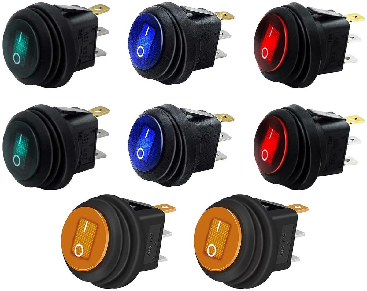 LED Car Switch 12V 20A - Waterproof Rond 3-Pin - 2 Modus SPST - Geschikt voor Auto, Boot, Truck - ShopVlot