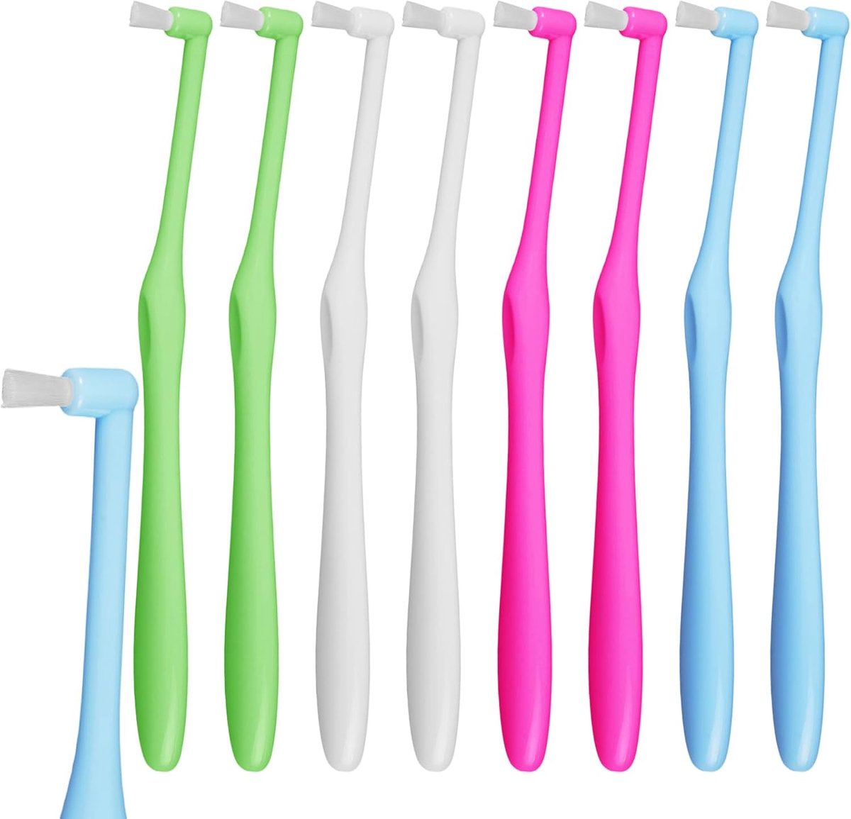 Tuft tandenborstel 8 stuks - compacte interdentale ruimte - met beschermkappen - voor orthodontische reiniging - ShopVlot