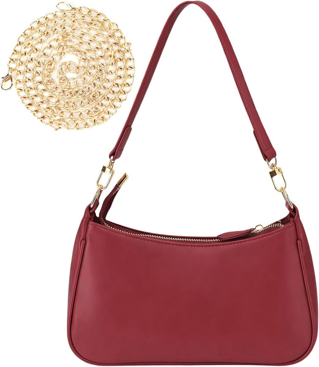 Schoudertas dames 26 x 7 x 15 cm - PU leer - wit - elegante clutch met ketting - ShopVlot