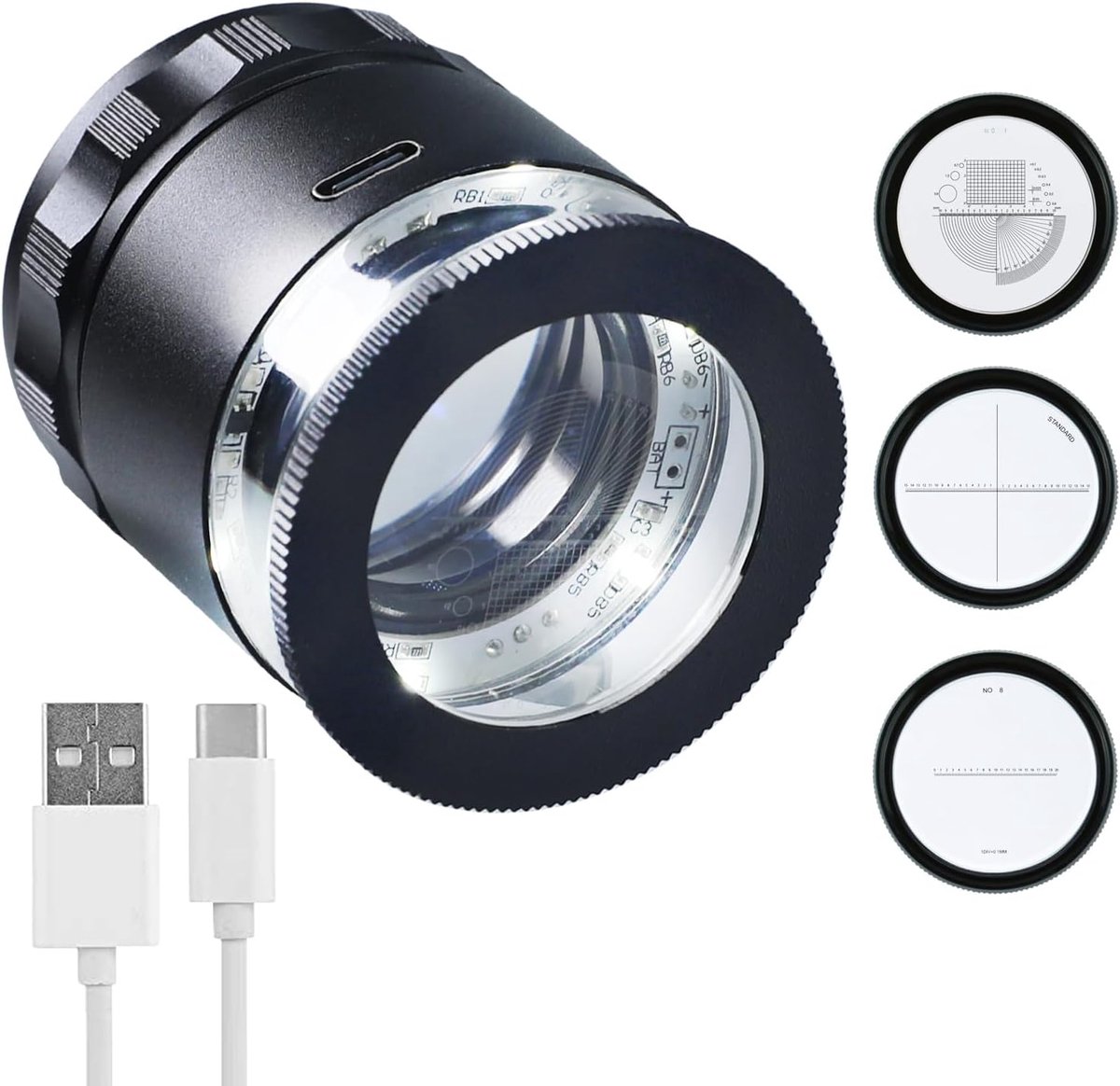 Juweliersloep 10X vergroting - 6 LED-lampjes - verwisselbare schaalverdelingen - ideaal voor edelstenen en sieraden - ShopVlot