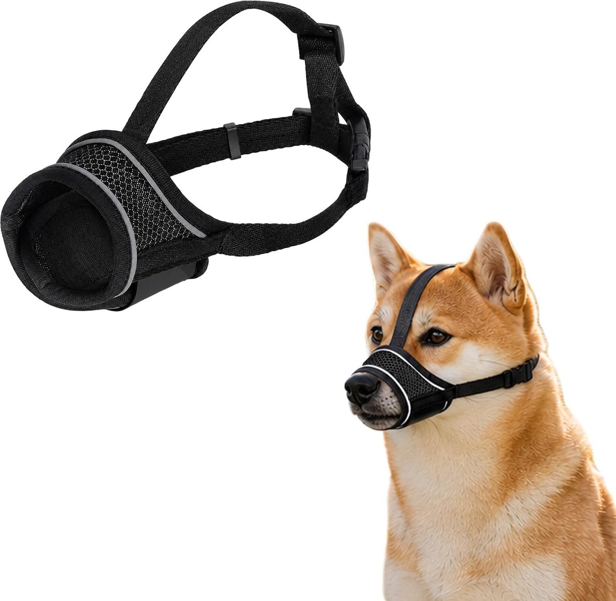 1 Piece Dog Muzzle with Adjustable Headband, Dog Muzzle, Breathable Mesh Design, Allows Drinking, Prevents Bite, Bark - ShopVlot
