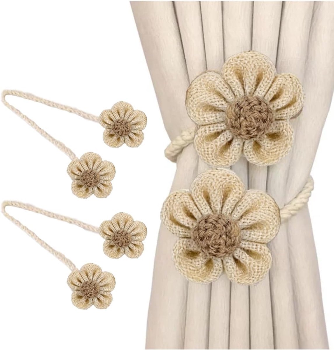 Tiebacks & Holdbacks, set van 2 stoffen gordijnbanden in bloemenvorm, elegante gordijnbanden, geschikt voor thuis en - ShopVlot
