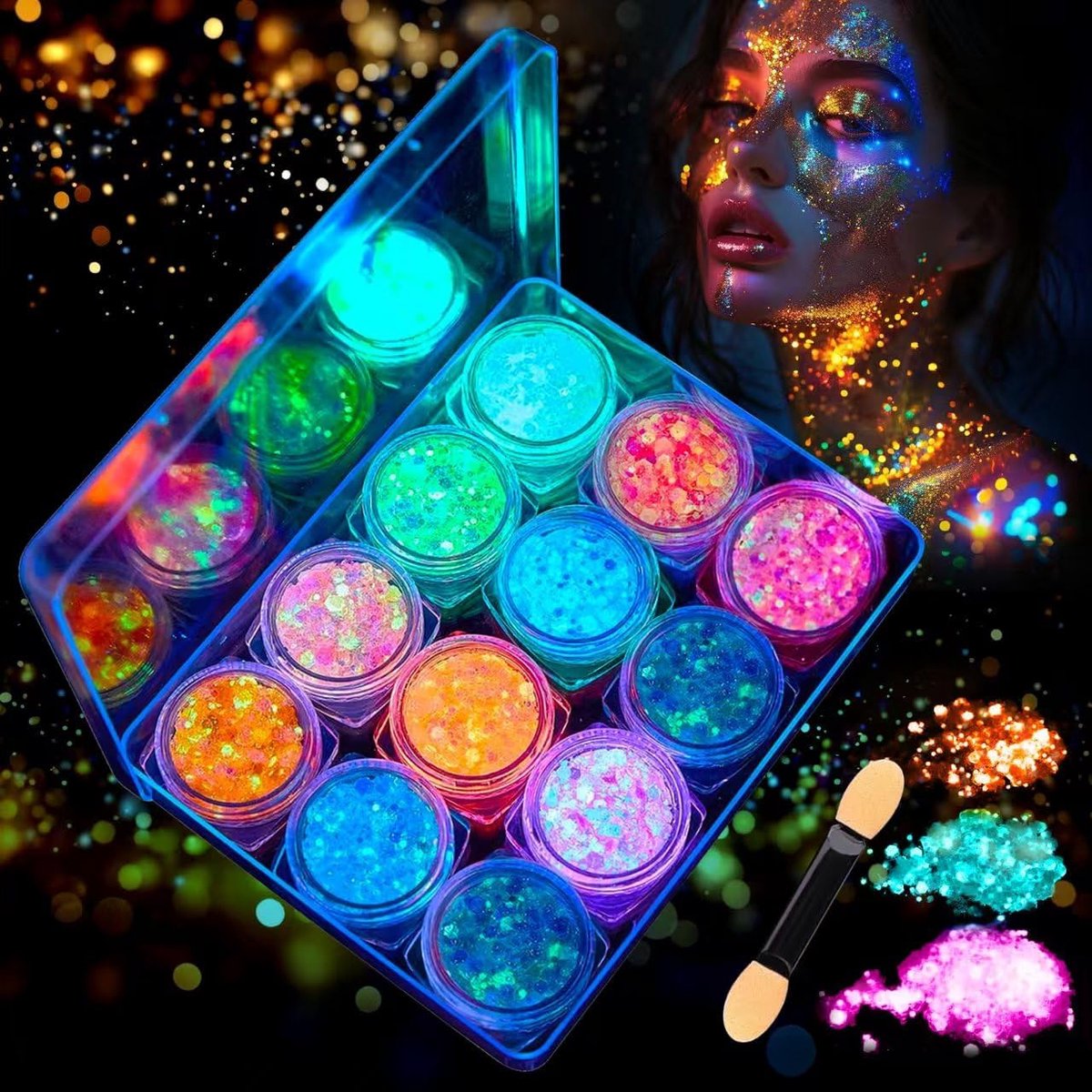 Glanzende Pailletten - Vlakke Decoraties - Creatieve Projecten - Fluorescerende Kleuren - 12 Stuks - Mix