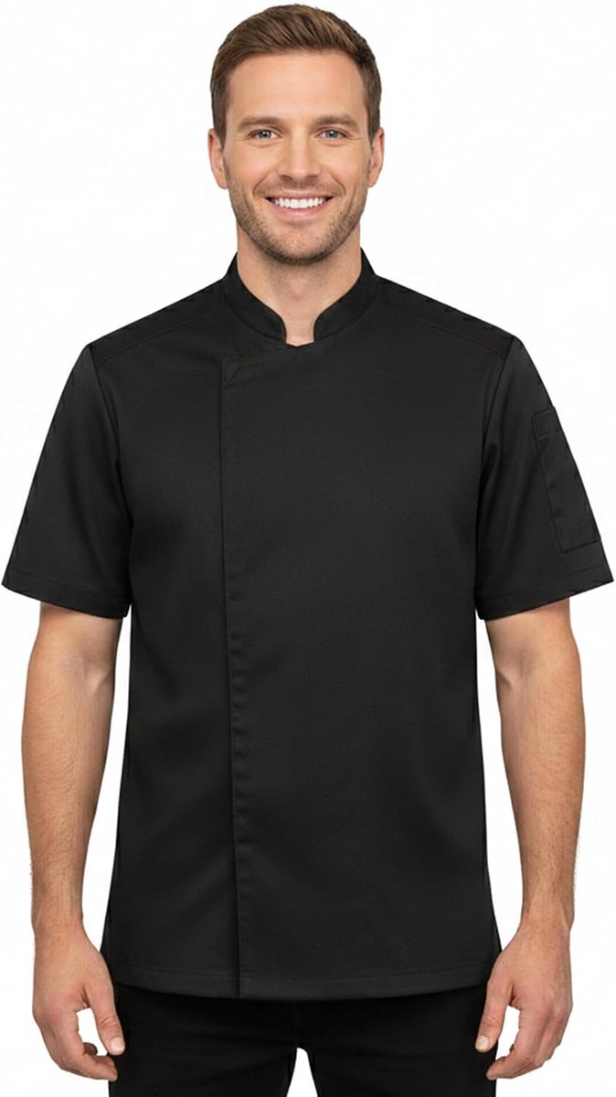Koksjack unisex kort mouw - zwart/wit - professioneel chef uniform - ideaal voor gastronomie - ShopVlot