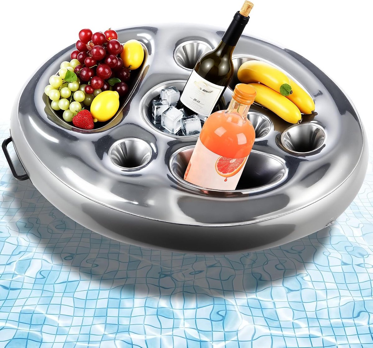 Opblaasbare bekerhouder - 2 in 1 drijvende tray - stevig PVC materiaal - perfect voor poolparty's - ShopVlot