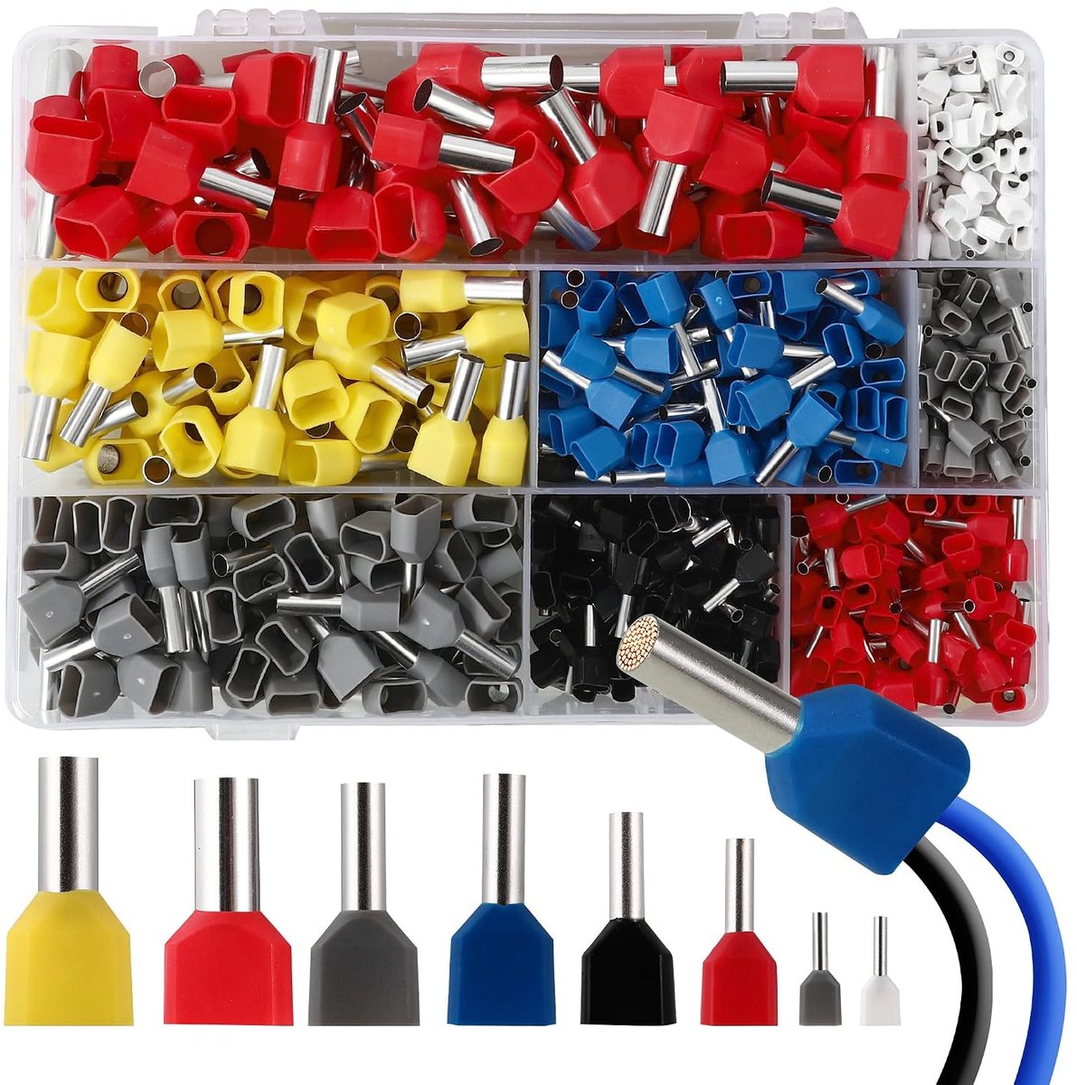 Twin Ferrules 750 Stuks - Geïsoleerd - Dubbele Kabeluiteinden - Voor Veilige Draadverbindingen - ShopVlot