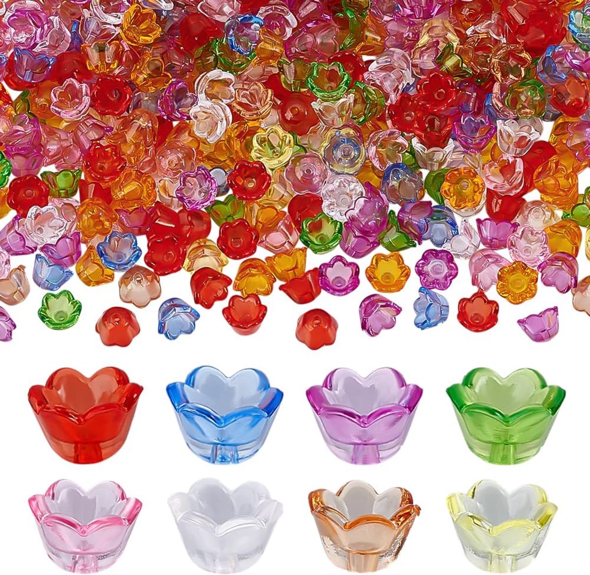 Bloemkralen 500 stuks - transparante acryl - 10 x 6 mm - ideaal voor sieraden maken - ShopVlot