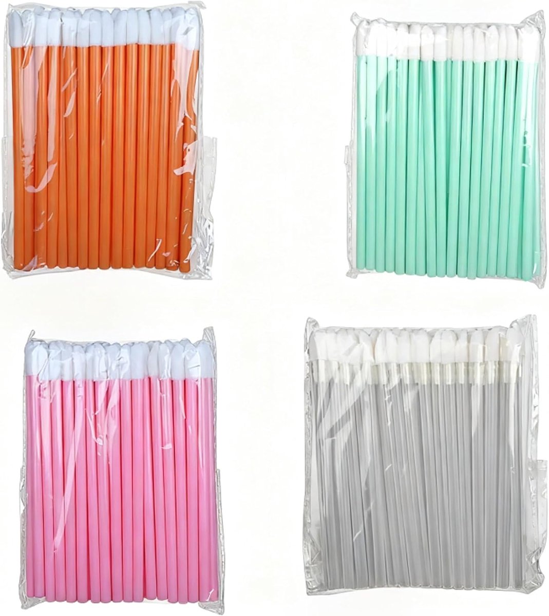 Lipborstels wegwerp bamboo katoenstaafjes 200 stuks - 4 kleuren - hygiënisch en precies in gebruik - ShopVlot