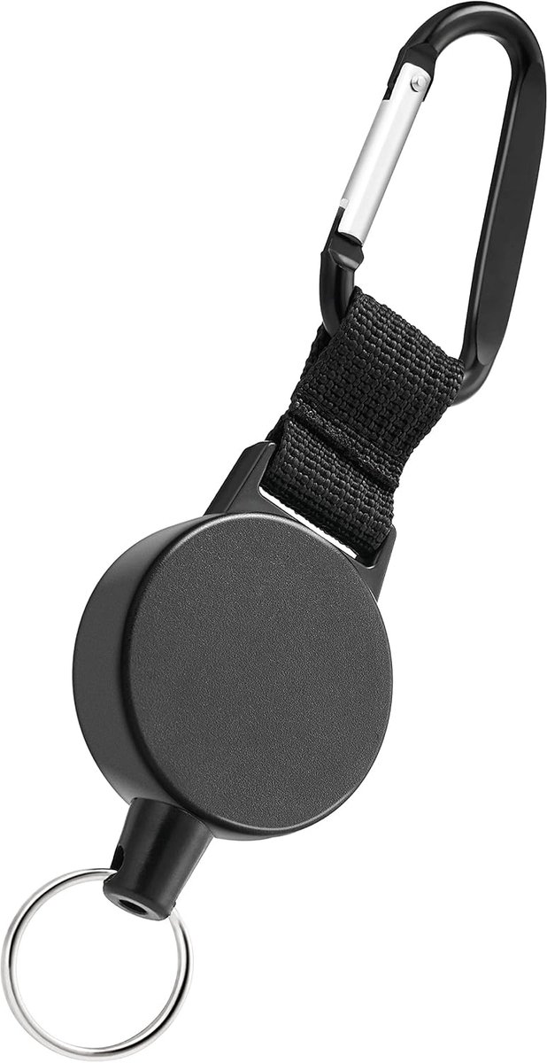 Keyholder met 70 cm staal kabel - Zwart zonder logo - Robuuste ID kaart houder - Handig voor ski-passen - ShopVlot