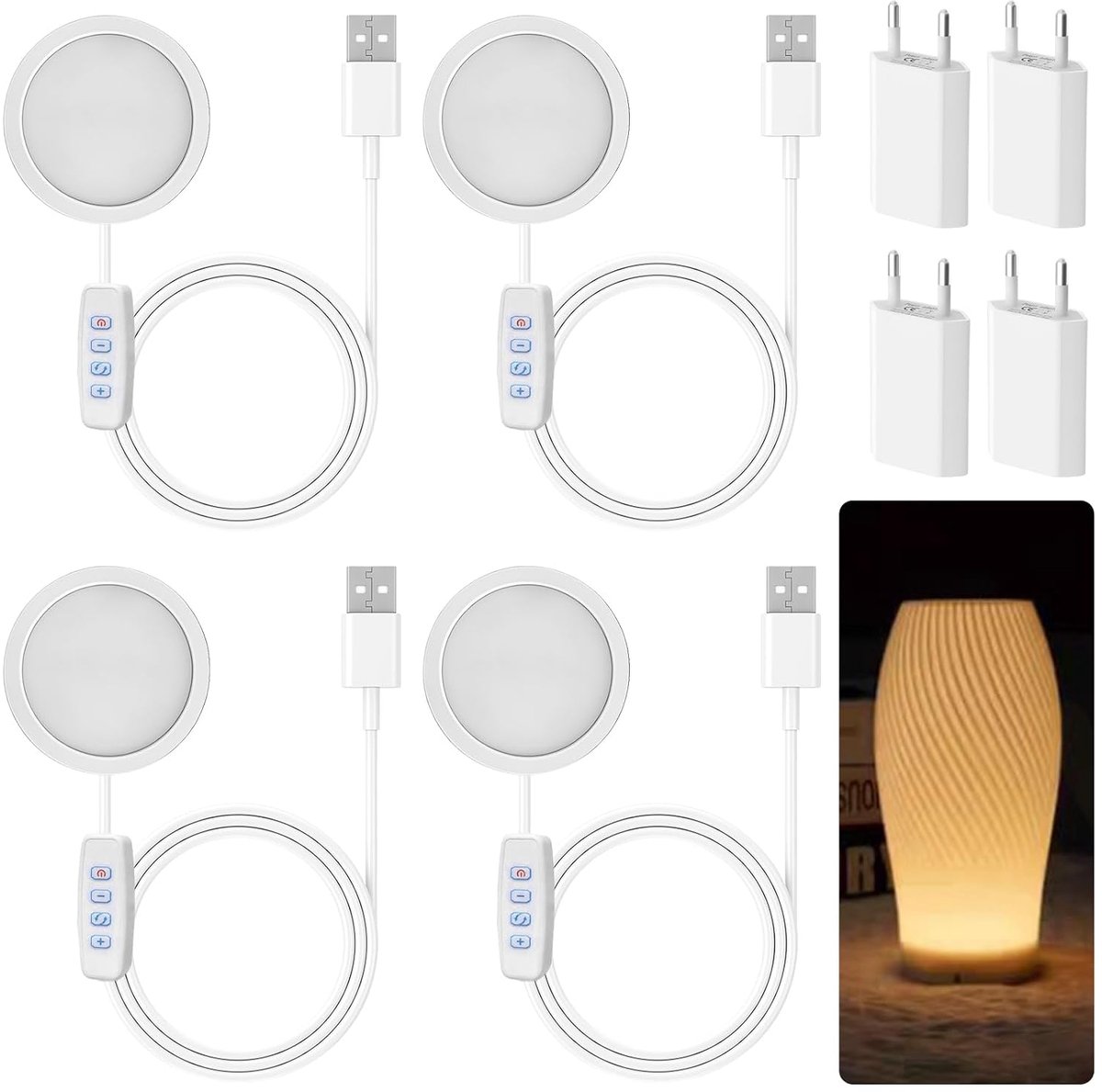 LED lamp set 4 stuks - 3D printer accessoires - Bambu Lab compatibel - ideale verlichting voor modellen - ShopVlot