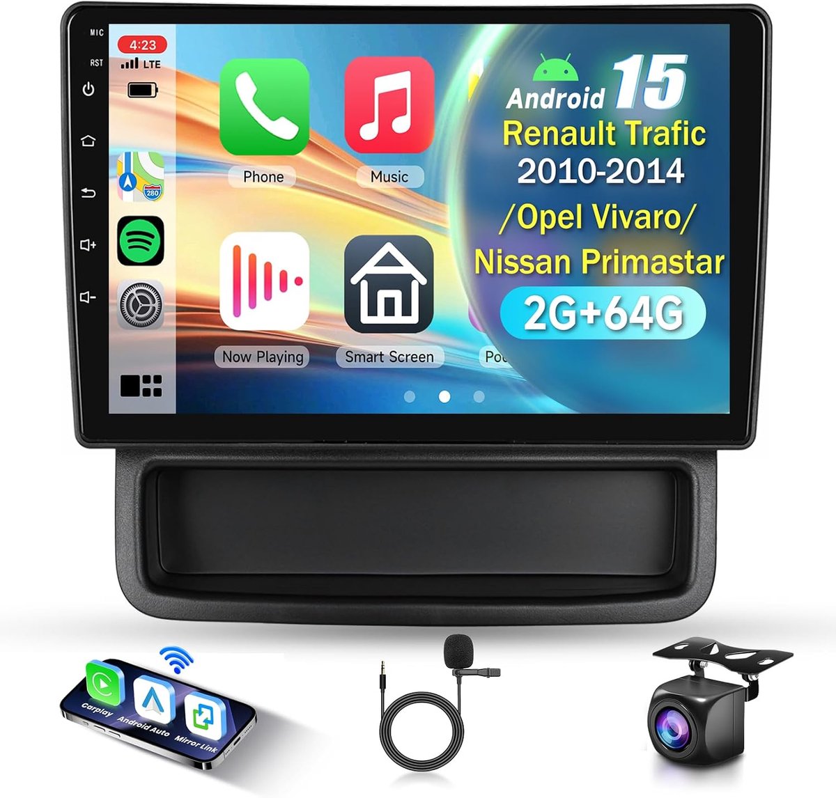 Auto radio 10.1" - Android 15 systeem - CarPlay en Android Auto - Navigatie en Bluetooth - ShopVlot
