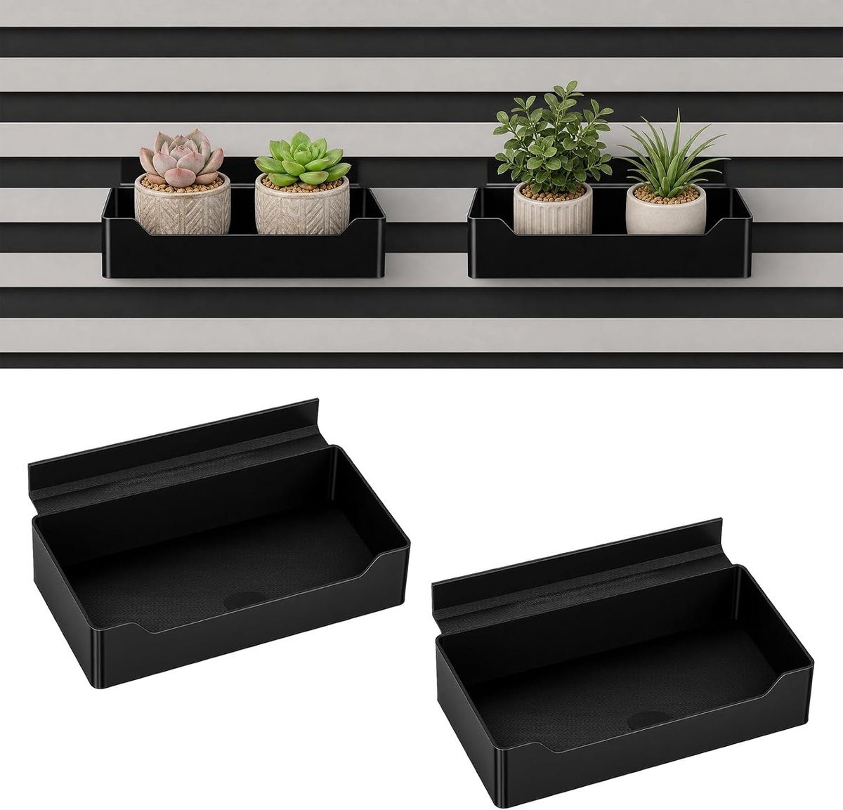 Rek voor akoestisch paneel 2 stuks - zwart - wandmontage zonder boren - ideaal voor woonkamer of kantoor - ShopVlot