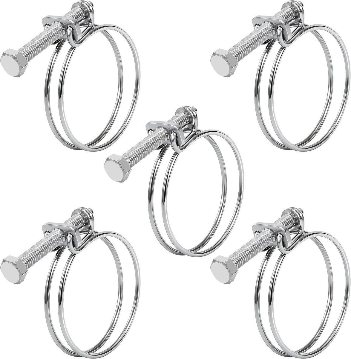 Hose clamps pack van 5 - 36-40 mm - RVS dubbel draad - Voorkomt lekkages - ShopVlot