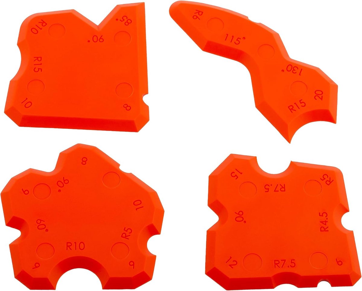 Voegen reinigingsset 4-delig - Siliconen en acryl - Inclusief voegenkrabber - Voor precisiewerk in de bouw - ShopVlot