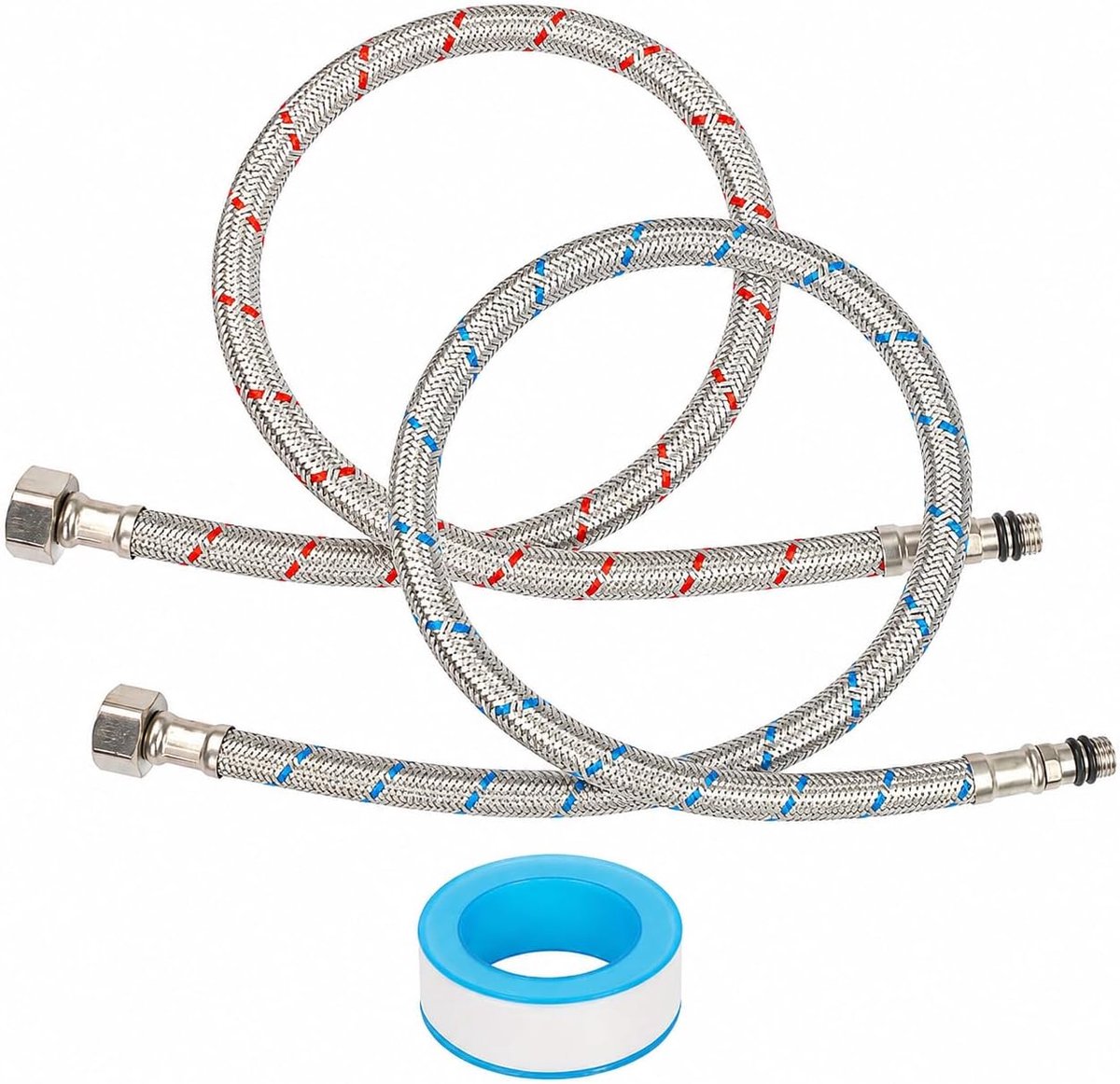 Verbindingsslang 80 cm - Flexibele Rvs Tapverlenging - Compleet met Teflon Tape - Ideaal voor Keuken en Badkamer - ShopVlot