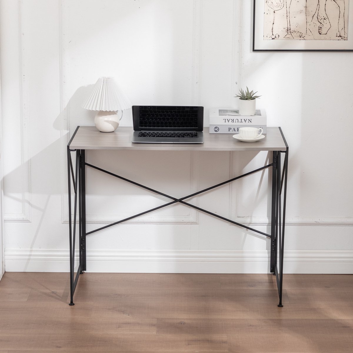 Inklapbaar Bureau 99x50x75 cm - Opklapbare Schrijftafel Met MDF Bovenblad Voor Thuiswerken - Naturel