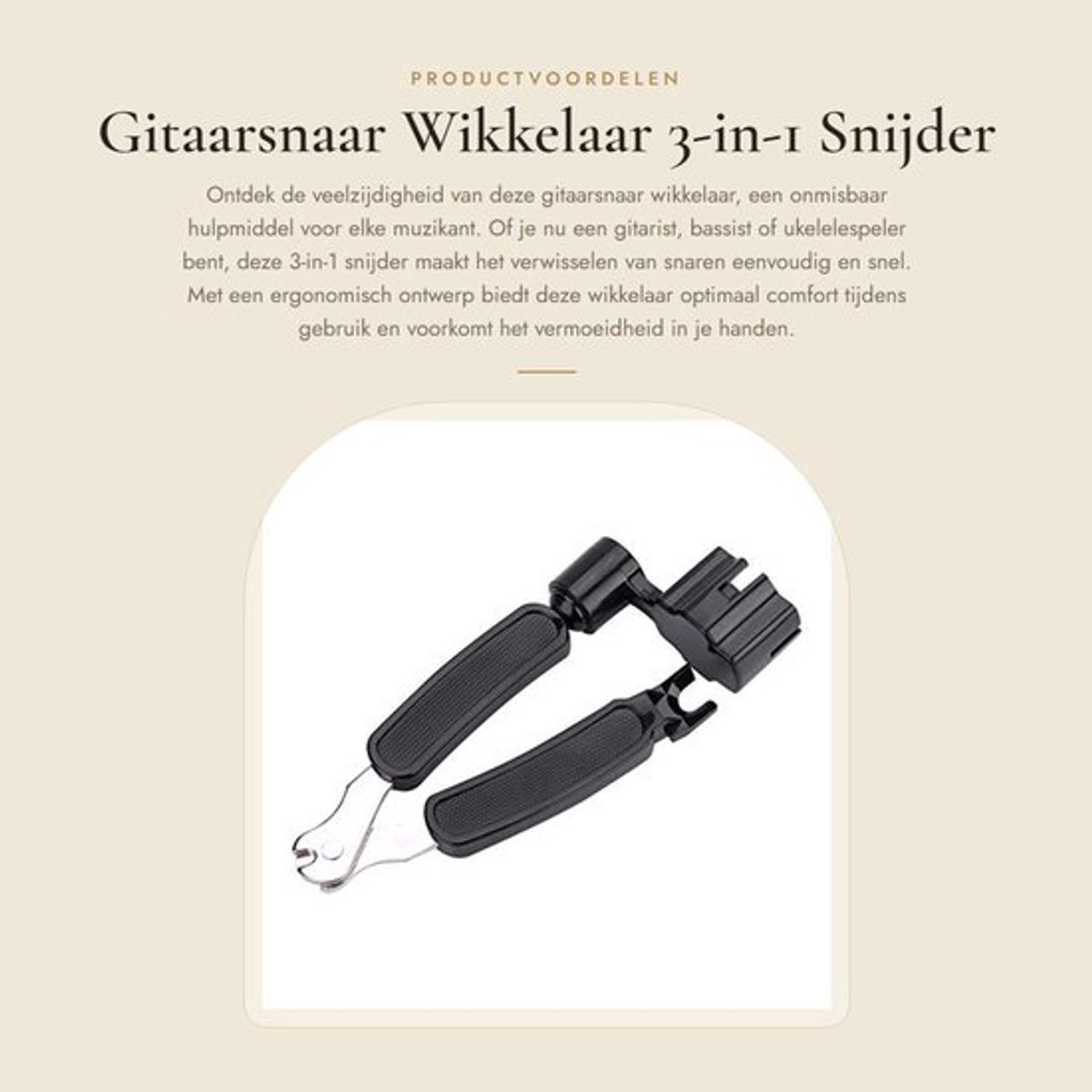 Gitaarsnaren Wikkelaar 3-in-1 - Gitaarsnaren Snijder - Gitaartrekker - Bridge Pin Puller - Ergonomisch Design - Lichtgewicht en Draagbaar - Snaarinstrument