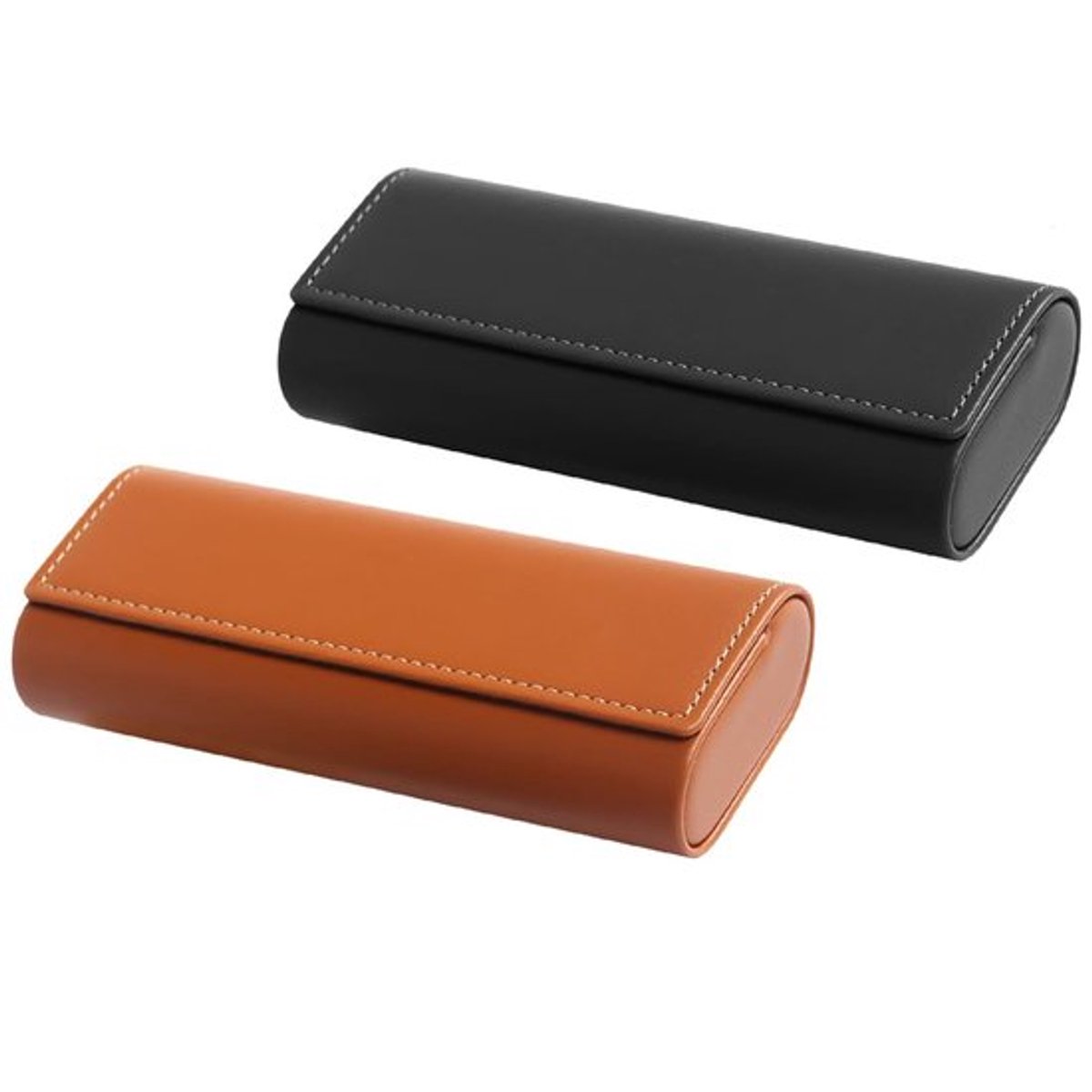 Brillenkoker Hardcase - 2 Stuks, Vintage Stijl, Metalen en Leer