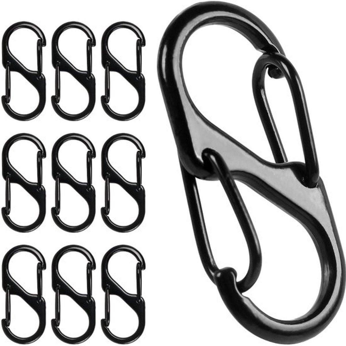 Karabijnhaak 10 Stuks - Mini/Klein - Zinklegering - 31 mm - Voor Outdoor/Camping - Eenvoudig in Gebruik - Haak