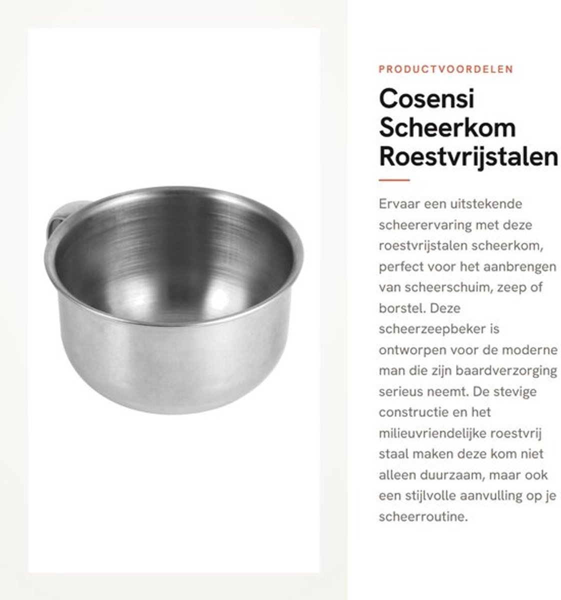 Scheerkom Roestvrij Staal - Scheerzeepbeker - Scheerkombeker - Duurzaam - Stijlvol - Handig in gebruik - Scheerkommetje