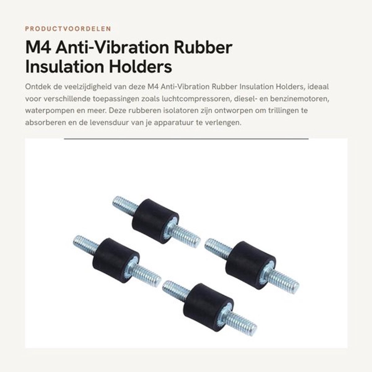 Isolatiehouders 10 x 10 cm - 4 Stuks - Anti-vibratie - Schokdempers - Rubberen Lagers - Dempingselement voor Apparaten - Schokdemper