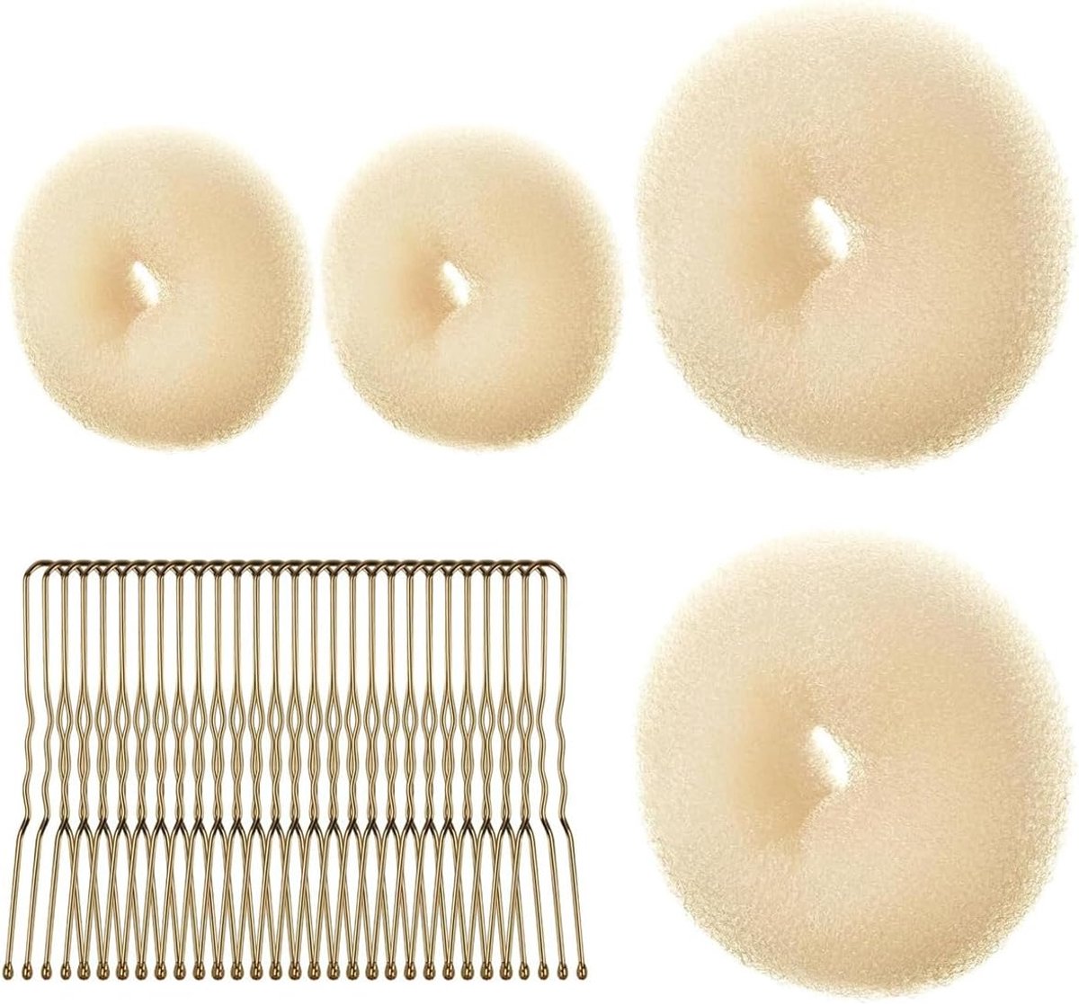 Donut Bun Maker Set - 4-delige Ringstijl - Inclusief 30 Haarspelden - Perfect voor Elegante Chignon Hairstyles - ShopVlot