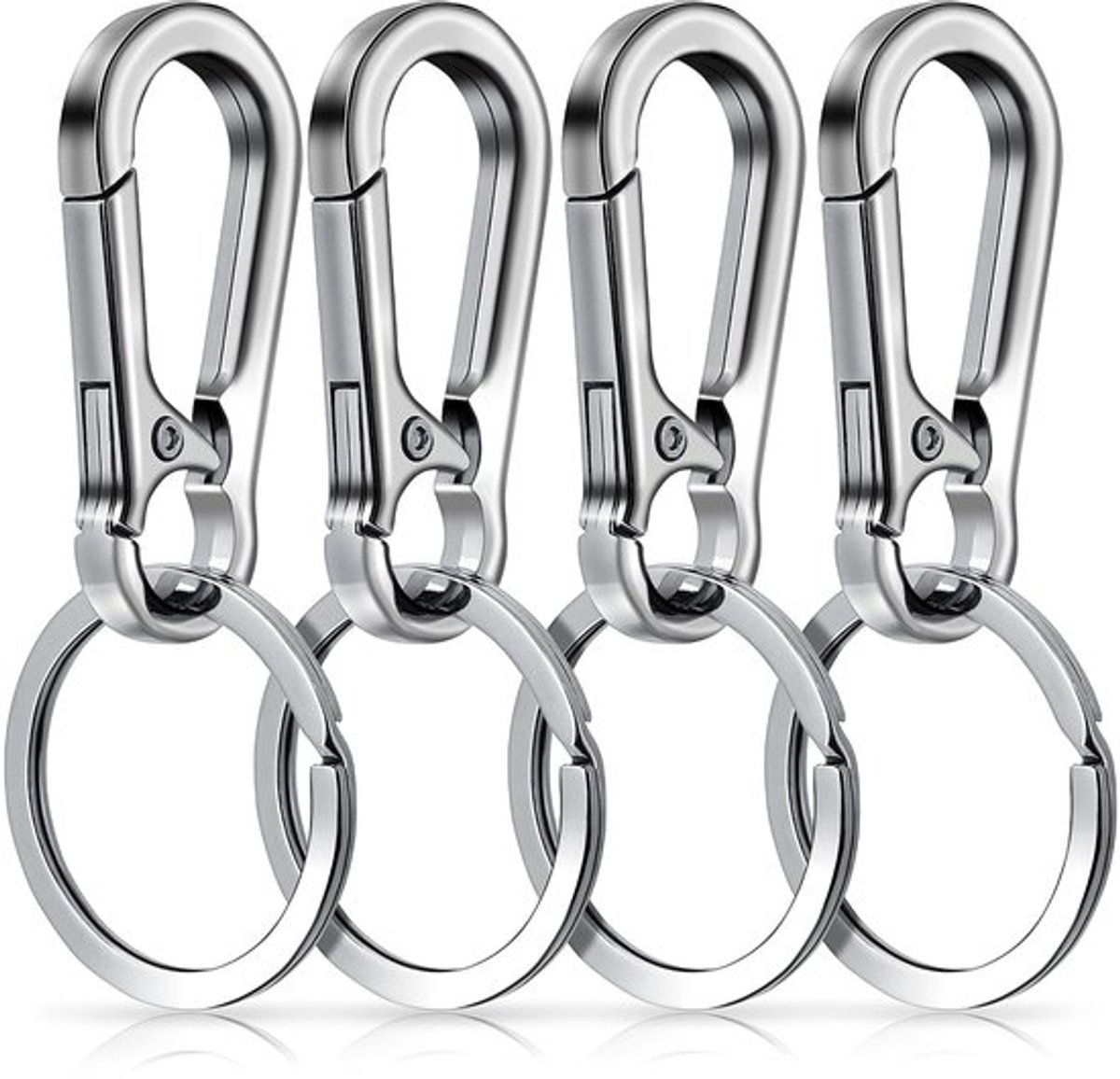 Sleutelhanger Metalen Karabijnhaak - Sleutelhanger Organiser - 4 Stuks - Zinklegering - 32 mm Diameter - Zilverachtig - Sleutels