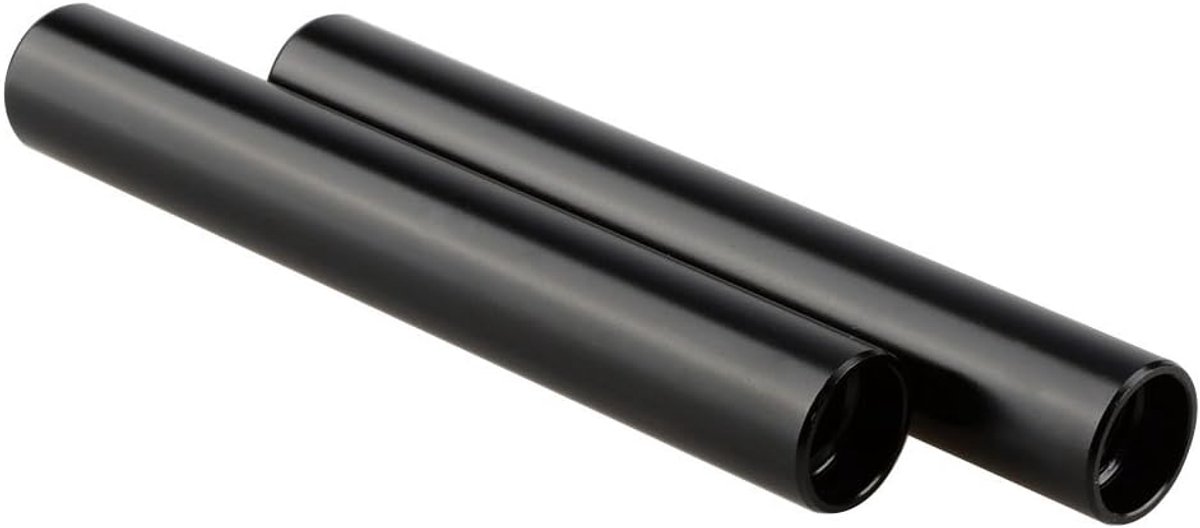 CAMVATE 15mm Aluminum Rod Extension Pipe for DLSR Camera Support System (10cm Length, Black, Pair) - ShopVlot