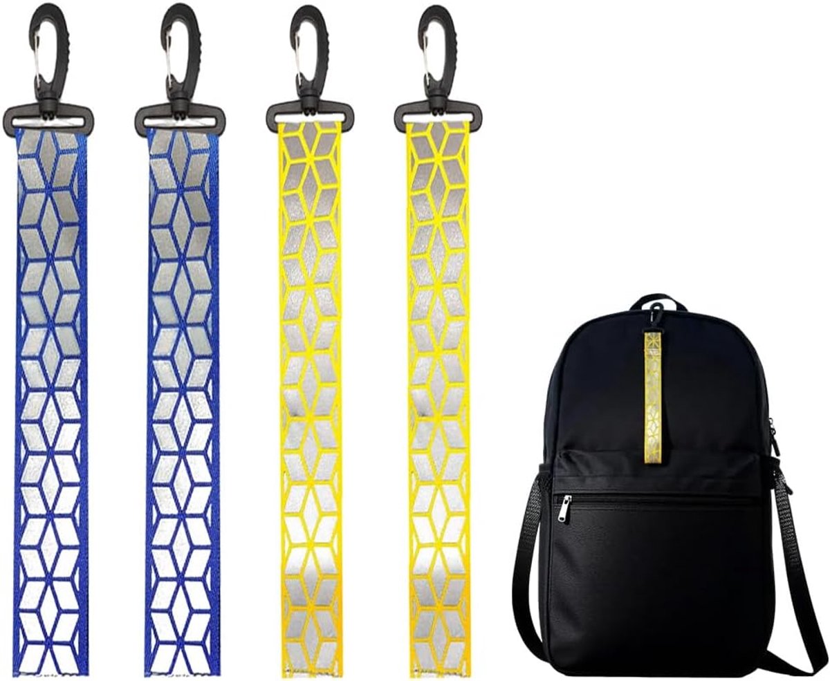 Pack of 4 Reflective Hangers, Reflectors for Clothing, School Backpacks, Kids Girls, Running, Reflective Key Chains - ShopVlot