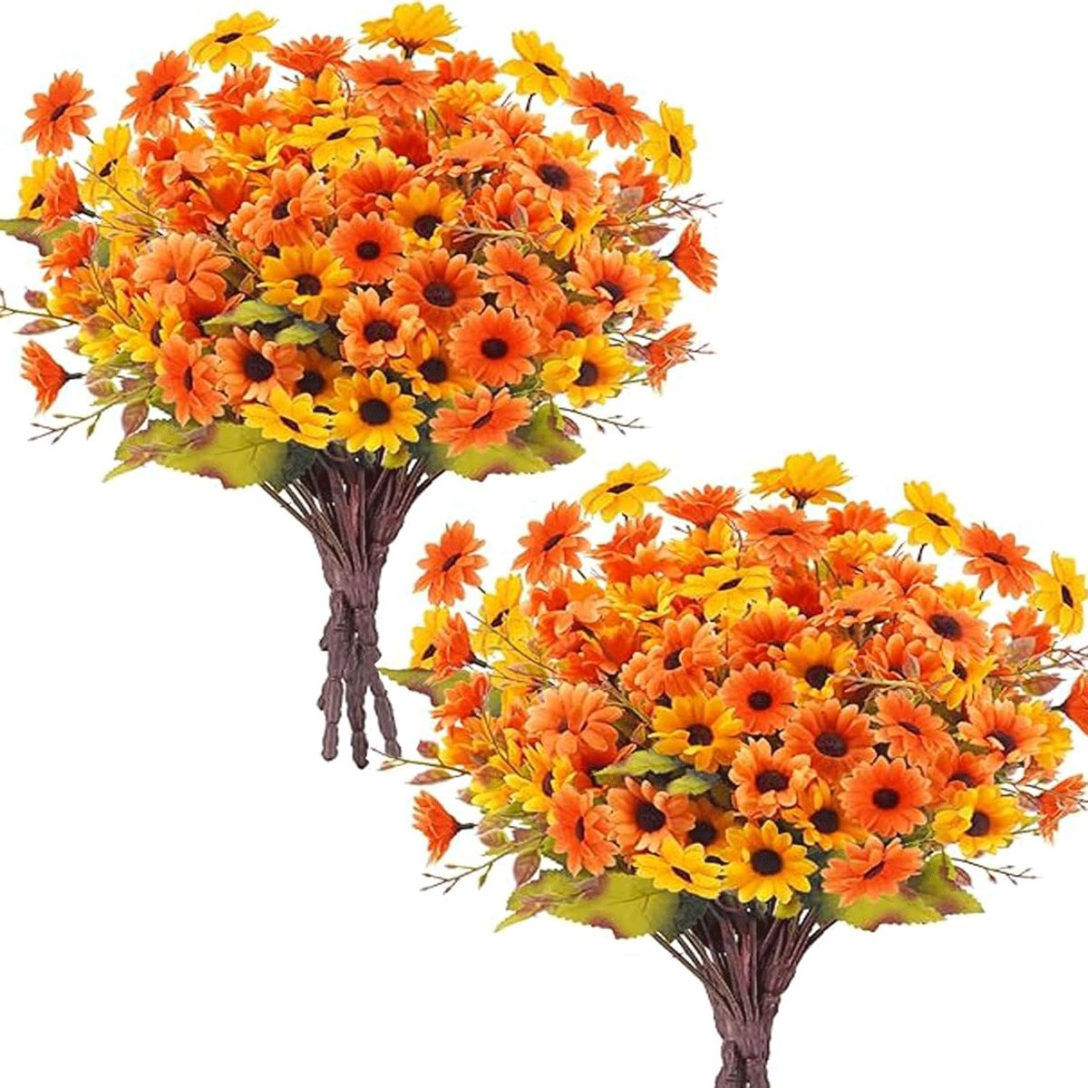12 pieces bouquet artificial flowers orange daisies - ShopVlot