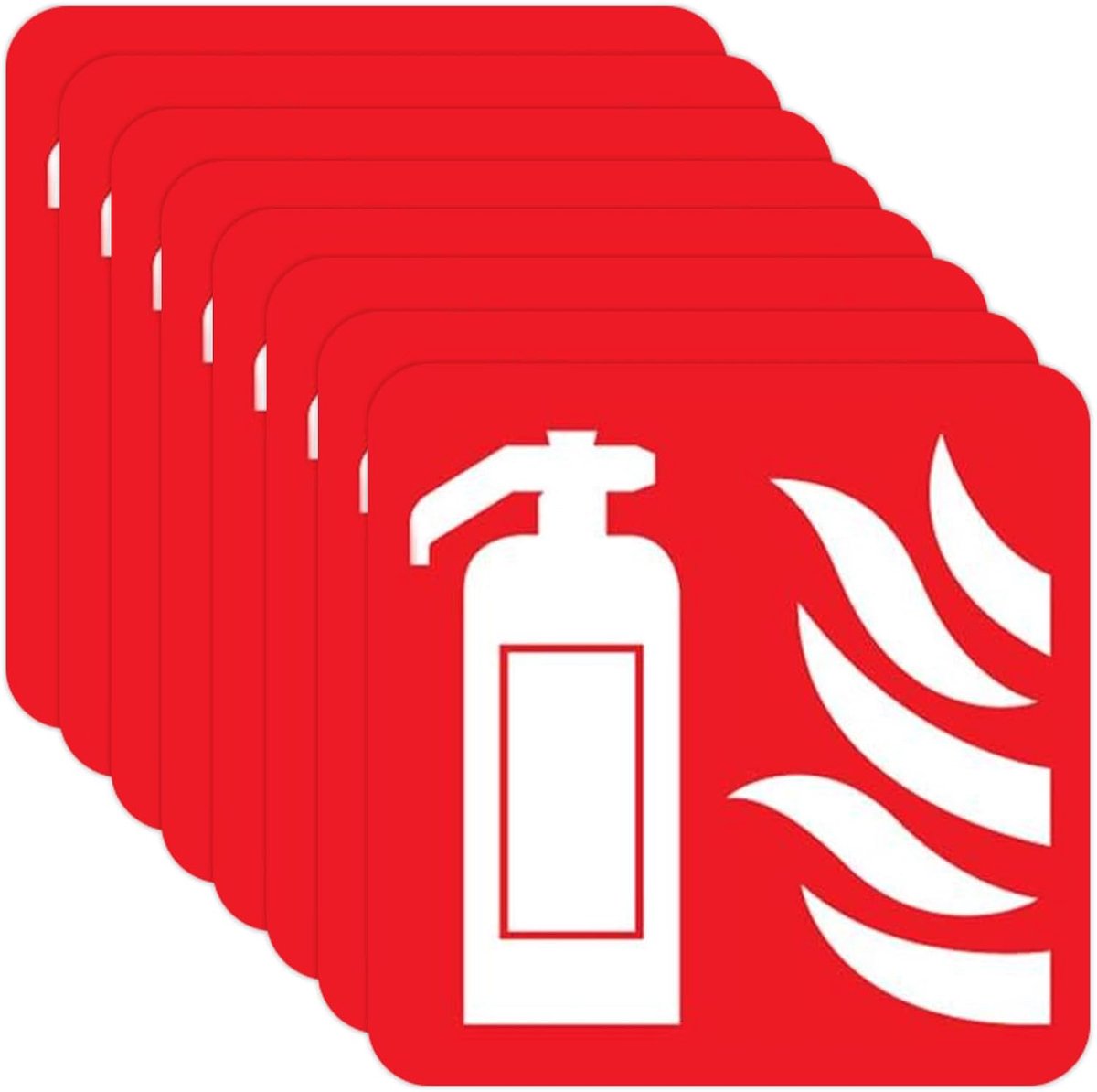 Brandblusserbord, zelfklevend, 8 stuks, lichtgevende brandblusserstickers, 13 x 13 cm, waarschuwingsborden - ShopVlot