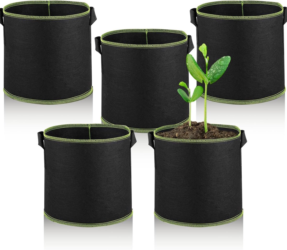 5 Pack 12 Litre Plant Bags Reusable Plant Bag Fleece Fabric Pot Plant Bag for Potato Bag, Tomato Pot, Vegetables - ShopVlot
