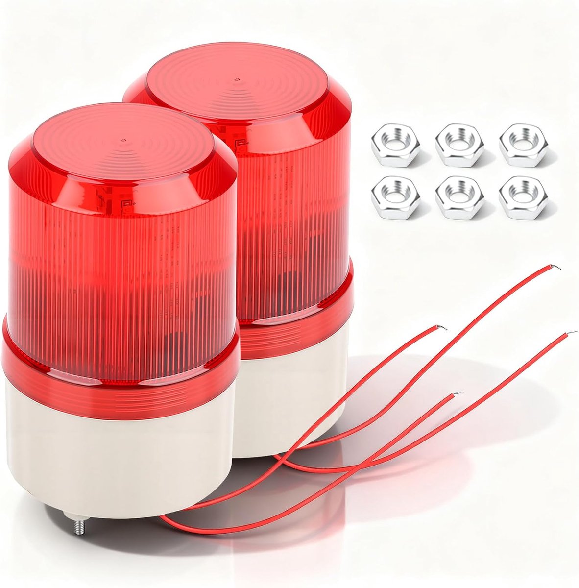 2 Red LED Signal Lights 220V Acoustic Optical Warning System Rotating Light Strobe Emergency LED - ShopVlot