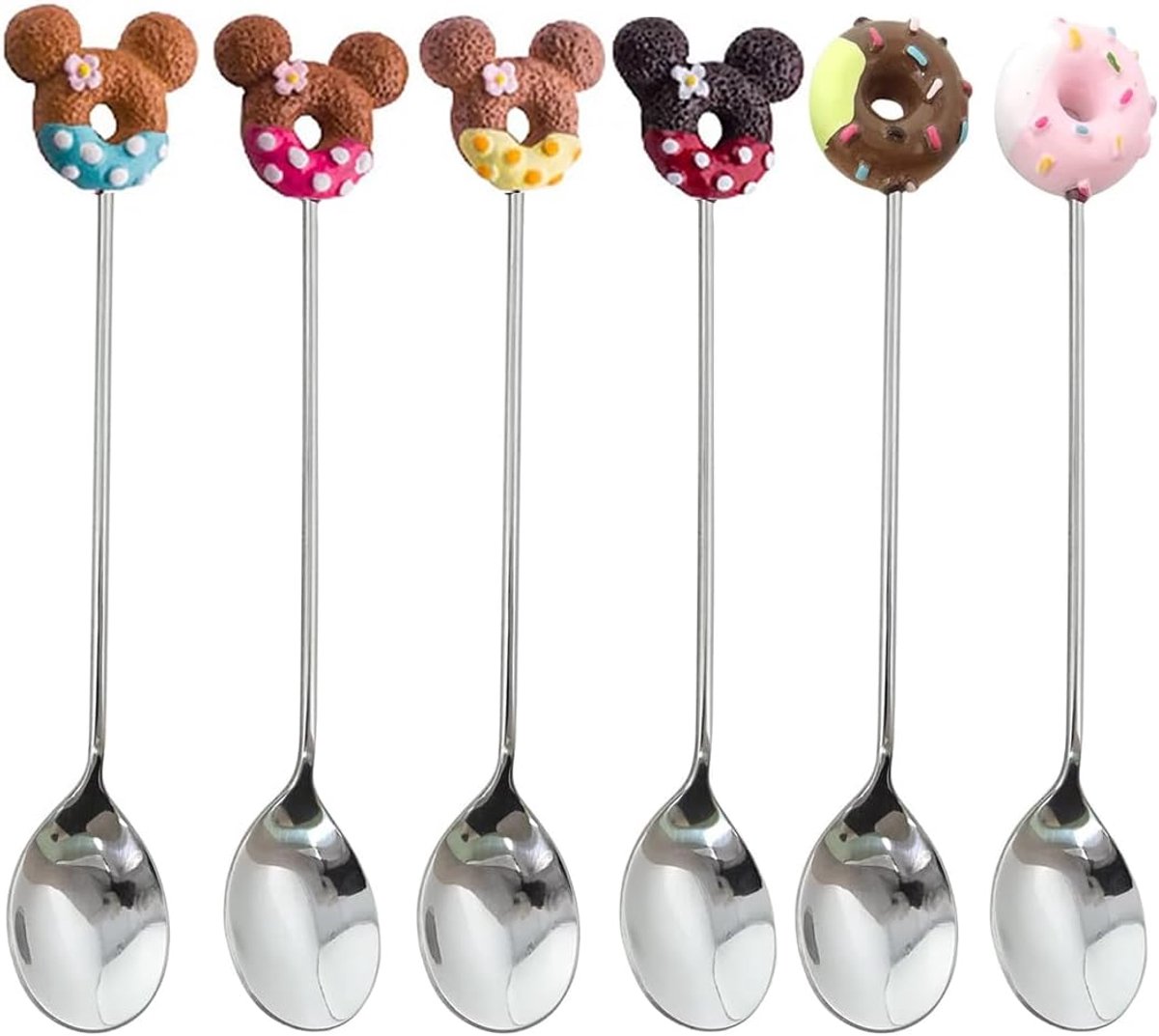 Coffee spoon mouse Donut spoons set 6 pieces stainless steel dessert spoons set teaspoon yogurt spoon small home spoon - ShopVlot