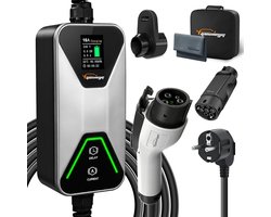 Oplader Elektrische Auto - Draagbare EV Lader - Voertuig Opladen - Verstelbare Stroomsterkte - 5 Meter - Zwart