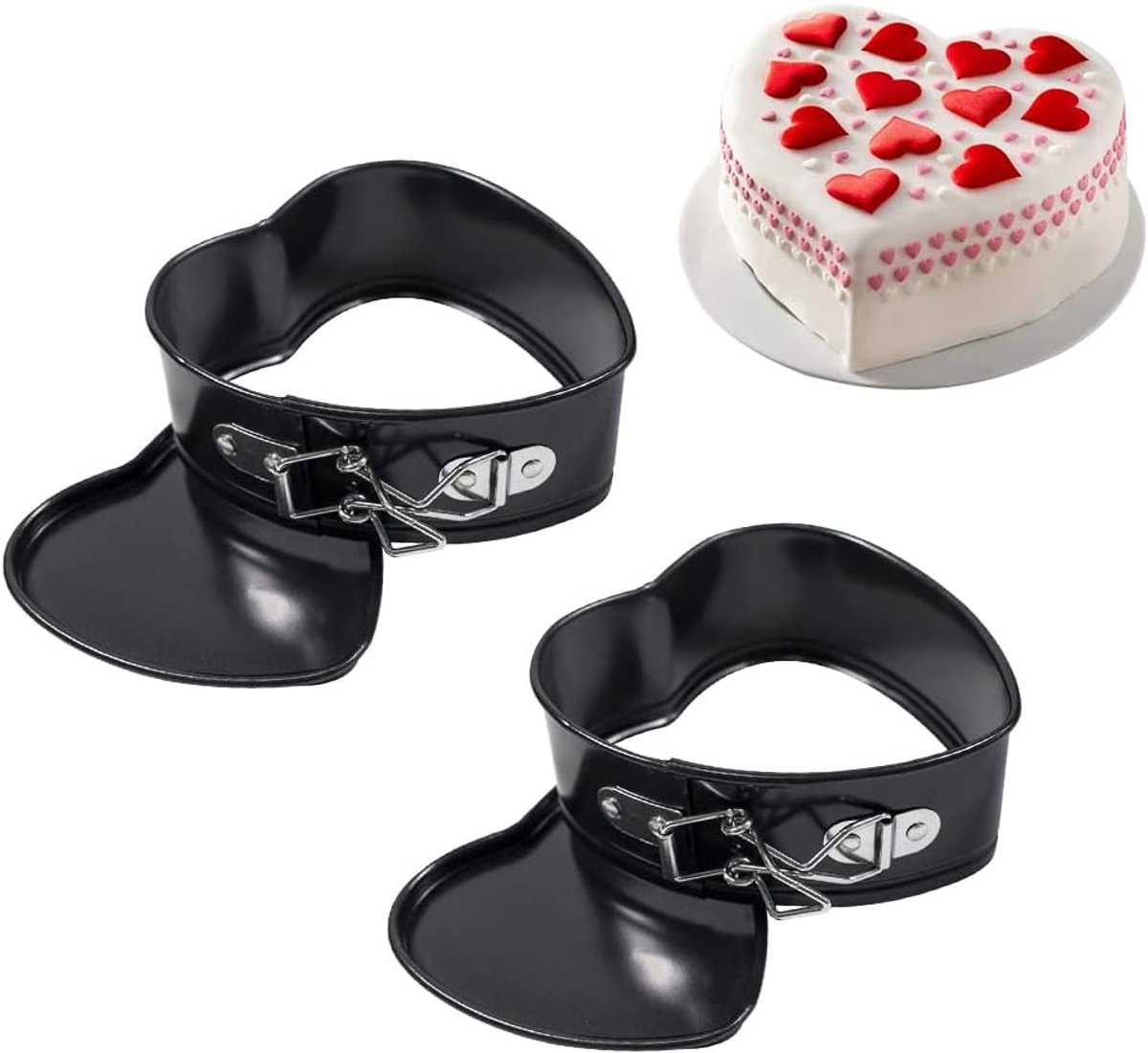 Bakvorm hartvormig 12 cm - set van 2 - met anti-aanbaklaag - ideaal voor kleine taarten - ShopVlot