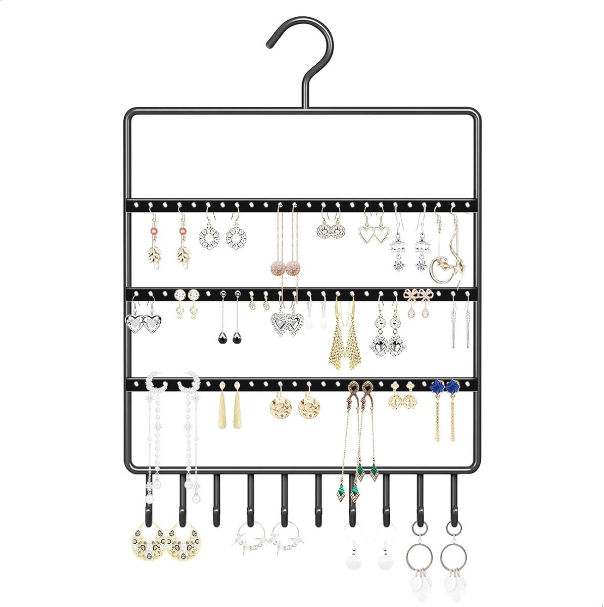 Oorbellenstandaard met 69 gaten - metalen sieradenhouder - stijlvol ophangen - perfect voor organisatie - ShopVlot