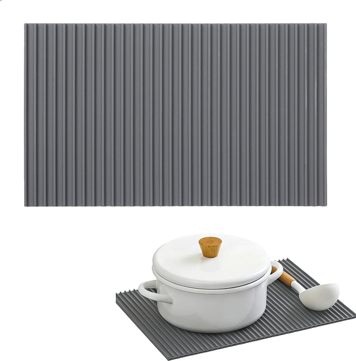 Afwasmat siliconen 30x18 cm - antislip grijs - hittebestendig - beschermt je werkblad - ShopVlot