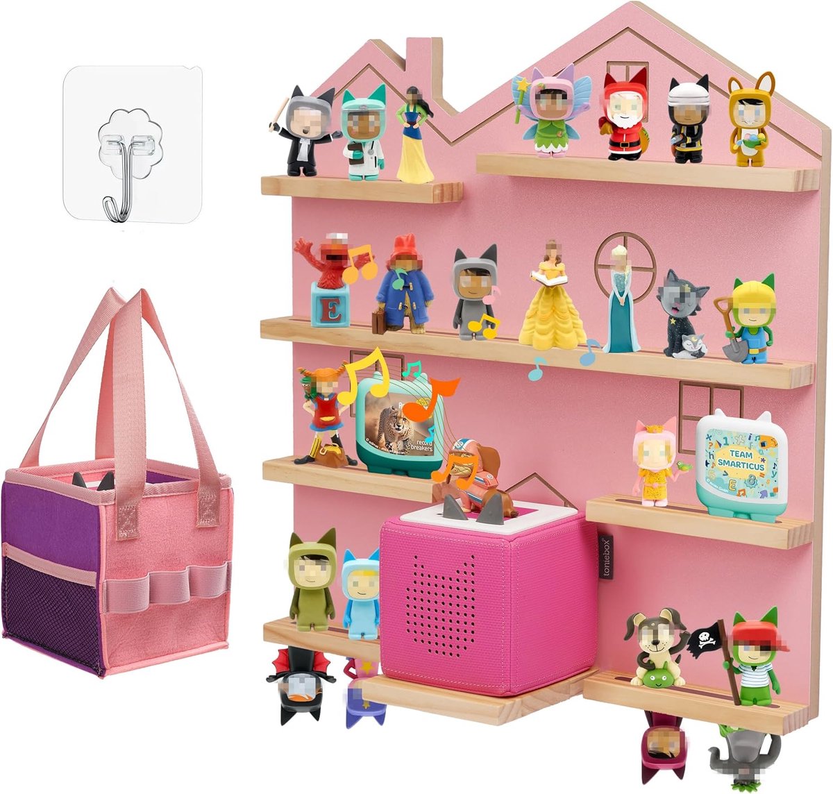Tonie Plank Wandmontage - Houten Magnetische Plank - Roze - Voor Toniebox 1 en 2 Accessoires - ShopVlot