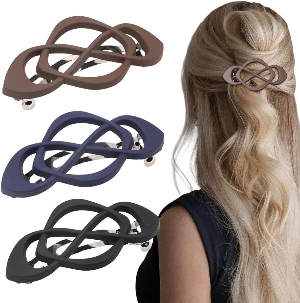Haarclips voor vrouwen 3 stuks - elegante Franse stijl - ergonomisch ontwerp - veilig grip tijdens sporten - ShopVlot